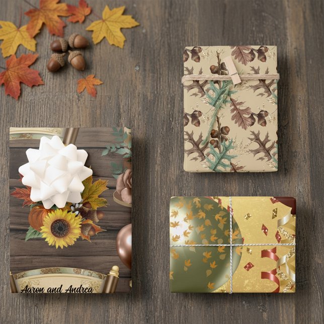 Rustic Fall Wedding Wrapping Paper Sheets (Creator Uploaded)