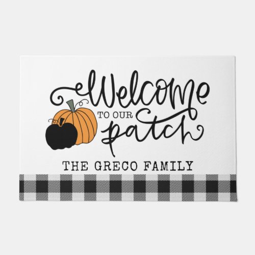 Rustic Fall Welcome to Our Patch Family Name  Doormat