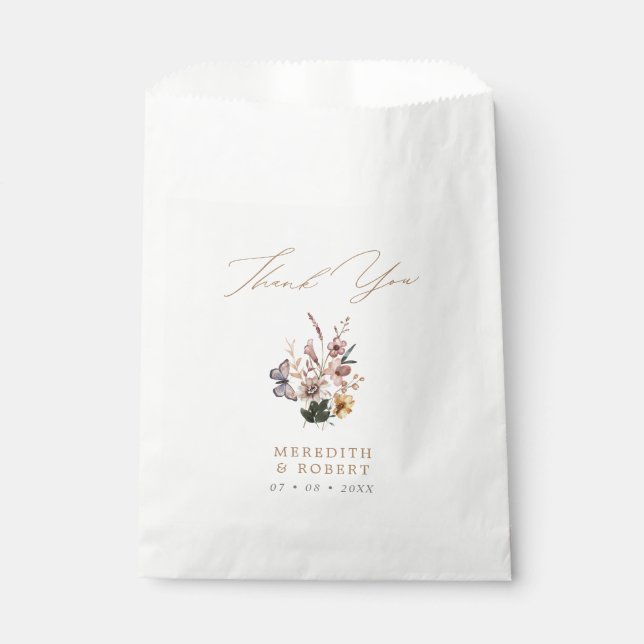 Rustic Fall Wildflower Bouquet Wedding Favor Bag (Front)