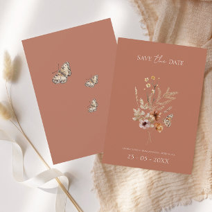 Rustic Fall Wildflower Terracotta Save the Date