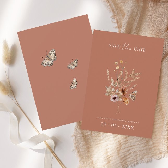 Rustic Fall Wildflower Terracotta Save the Date (Creator Uploaded)