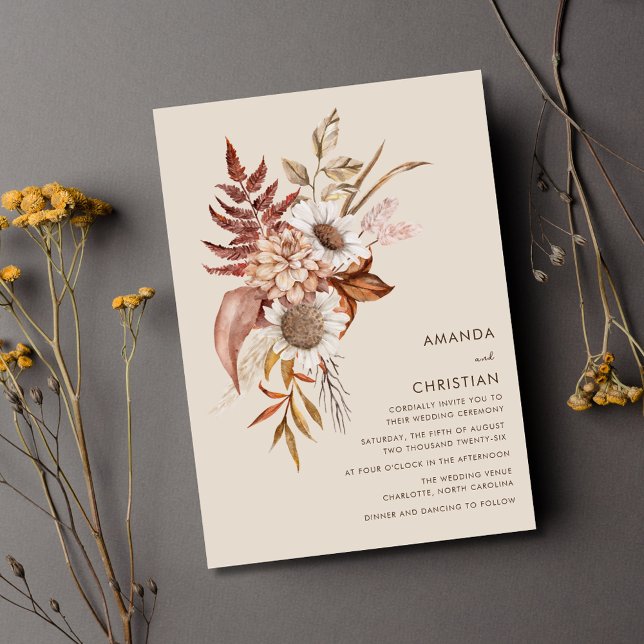 Rustic Fall Wildflower Wedding Invitation (Creator Uploaded)