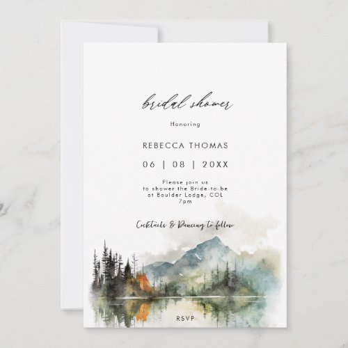 rustic fall winter forest bridal shower invitation