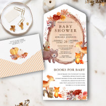 Rustic Fall Woodland Forest Animals Baby Shower All In One Invitation