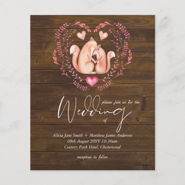Rustic Fall WOODLAND Foxes Wedding Invitations (Front)