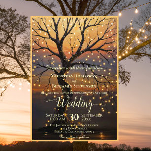 Rustic Fall Woodland Tree Vintage Wedding Invitation