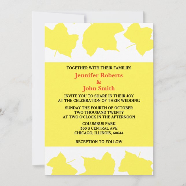 Rustic Fall Yellow Maple Leaves Colorful Boho Invitation (Front)