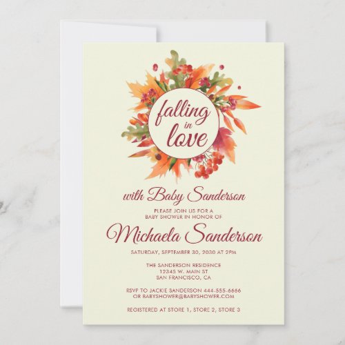 Rustic Falling in Love Autumn Fall Baby Shower Invitation