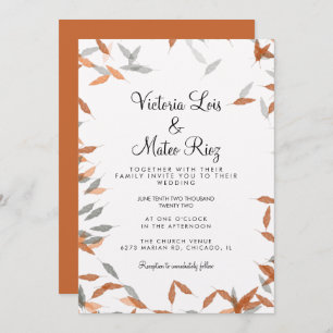 Rustic Falling Leaf Pampas Floating Wedding  Invitation