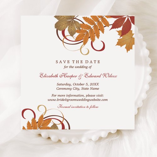Save the Date | Autumn Falling Leaves
