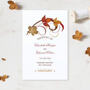 Rustic Falling Leaves Fall Wedding Programs