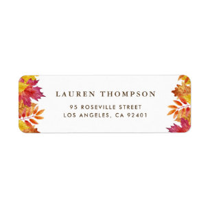 Rustic Falling Leaves Garland Autumn Wedding Label