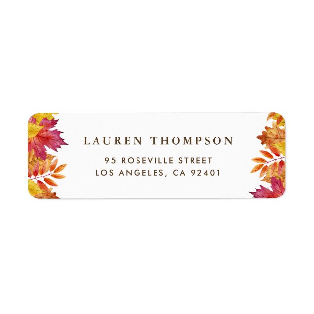 Rustic Falling Leaves Garland Autumn Wedding Label (Front)