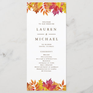 Rustic Falling Leaves Garland Autumn Wedding Program