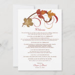 Rustic Falling Leaves Wedding Welcome Card<br><div class="desc">Elegant fall-themed wedding card design. Our "Falling Leaves" wedding stationery features saturated fall foliage and scrolling swirls. Colors include orange,  copper,  brown,  red and gold.</div>