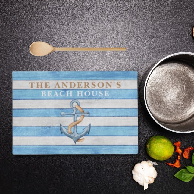 Rustic Family Beach House Nautical Stripes Placemat (Creator Uploaded)