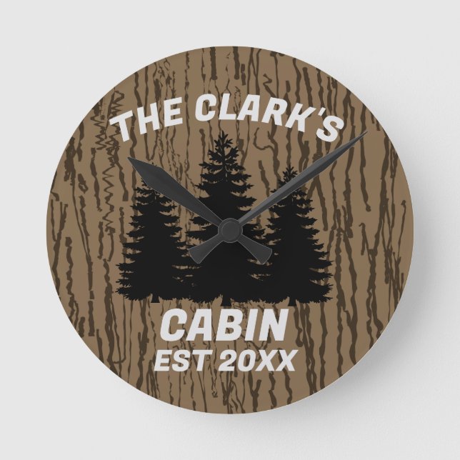 RUSTIC FAMILY CABIN CUSTOM WALL CLOCK (Front)
