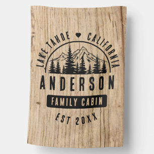 Rustic Family Cabin Mountain Lodge Wood Effect House Flag