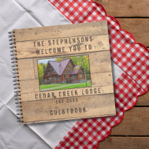 Rustic Family Cabin Photo Forest Trees Guestbook Notebook