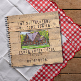 Rustic Family Cabin Photo Forest Trees Guestbook Notebook