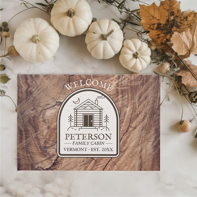 Rustic Family Cabin Wood Decor Custom Guest Book (Family Cabin Vacation Rental Property Guest Book Rustic Woods Retro Lake House)