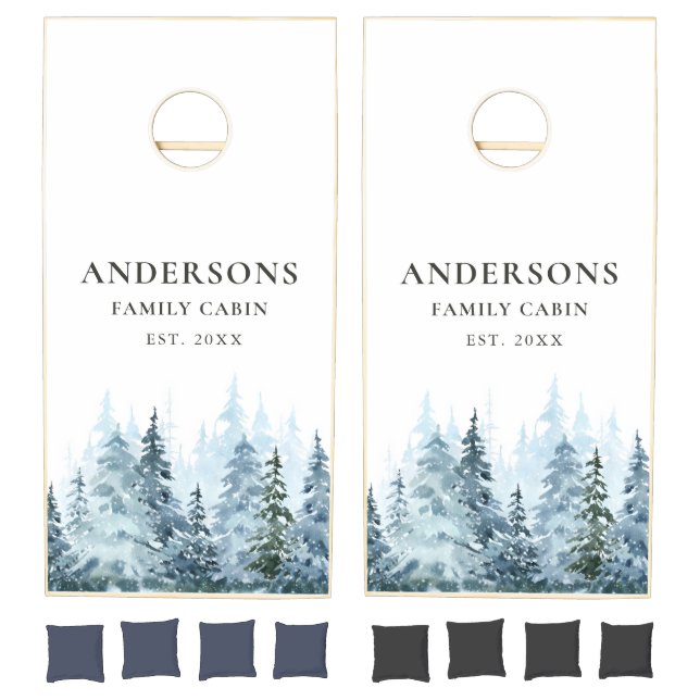Rustic Family Cabin Woodland Mountain Forest Cornhole Set (Set)