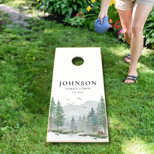 Rustic Family Cabin Woodland Mountain Forest Cornhole Set