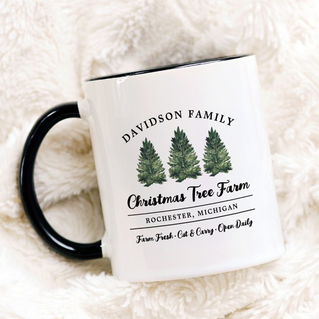 Rustic Family Christmas Tree Farm Monogram Mug (Creator Uploaded)