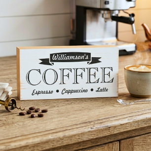Rustic Family Coffee Shop Wooden Box Sign