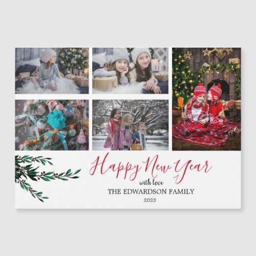 Rustic family collage Happy New Year magnetic