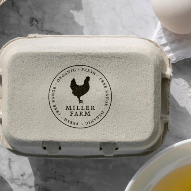 Rustic Family Farm Chicken Egg Carton Rubber Stamp (Rubber Stamp Mock-up)