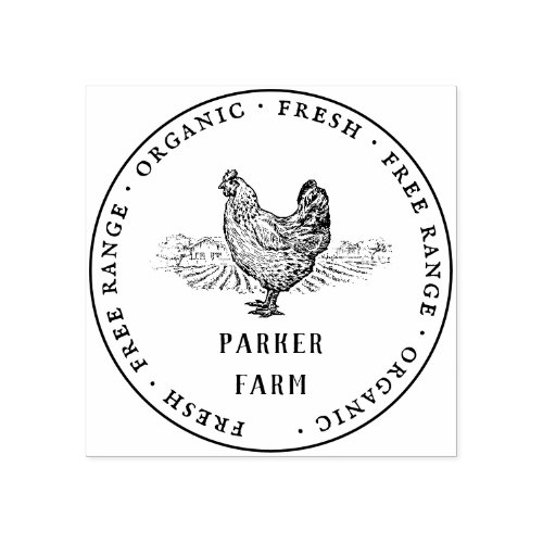 Rustic Family Farm Chicken Egg Carton Rubber Stamp
