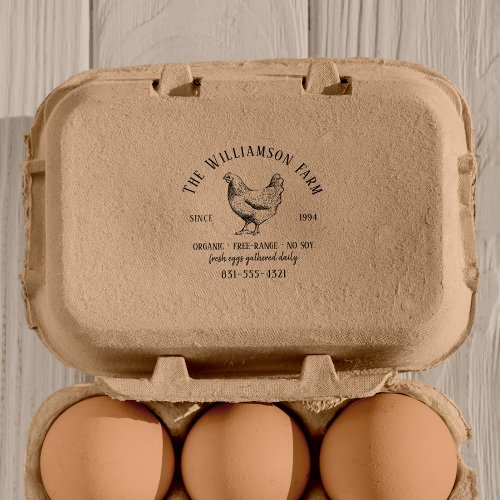 Rustic Family Farm Custom Egg Carton Self_inking Stamp