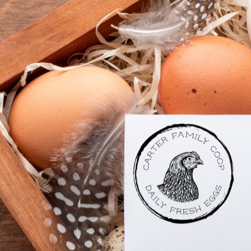 Rustic Family Farm Fresh Egg Carton Self_inking Stamp