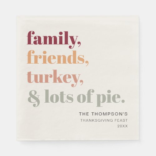 Rustic Family Friends Thanksgiving Feast Paper Napkins