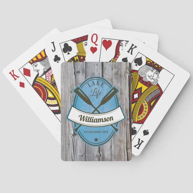 Rustic Family Lake Life Summer Vacation Poker Cards (Back)