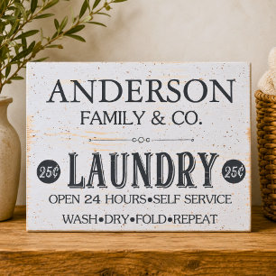 Rustic Family Laundry Wooden Box Sign