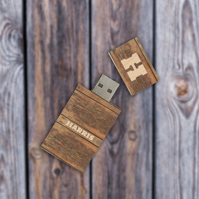 Rustic Family Monogram Custom  Wood Flash Drive (Creator Uploaded)