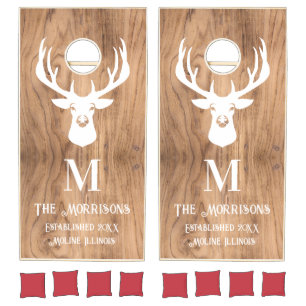 Rustic Family Monogram Deer Cornhole Set