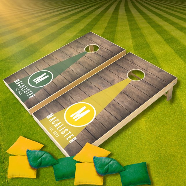 Rustic Family Monogram Initial Wooden Texture Cornhole Set (Creator Uploaded)