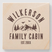 Rustic Family Name Cabin Cottage Lodge Lake House Stone Coaster (Front)