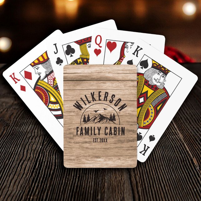 Rustic Family Name Cabin Cottage Lodge Retro Wood Poker Cards (Creator Uploaded)
