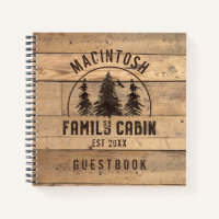 Rustic Family Name Cabin Forest Trees Guestbook