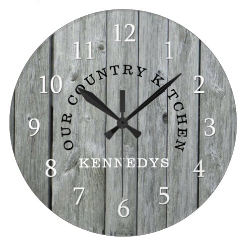 Rustic Family Name Country  Wood Large Clock