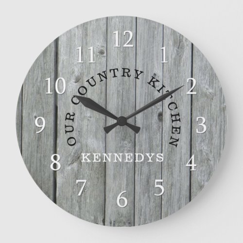 Rustic Family Name Country  Wood Large Clock