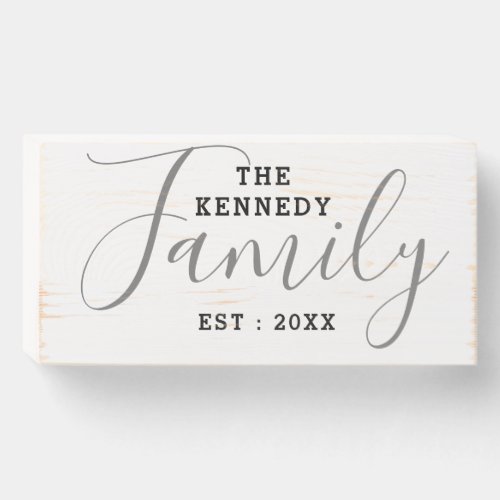 Rustic Family Name Established  Typography Wooden Box Sign