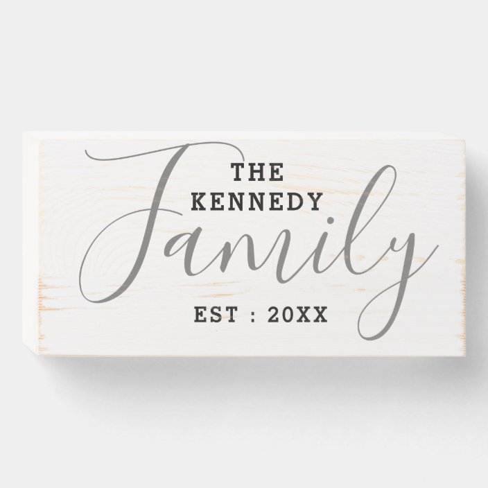 Rustic Family Name Established Typography Wooden Box Sign | Zazzle.com