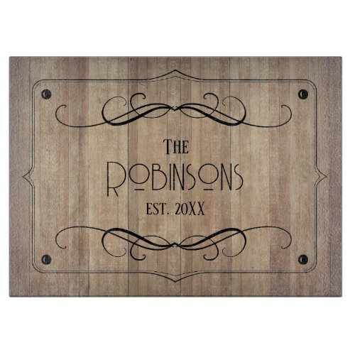 Rustic Family Name  Established Year Personalized Cutting Board