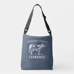 Rustic Family Name Farmhouse Dairy Milk Cow Crossbody Bag