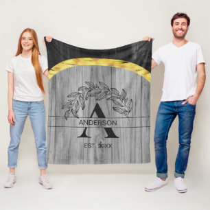 Rustic Family Name Fleece Blanket